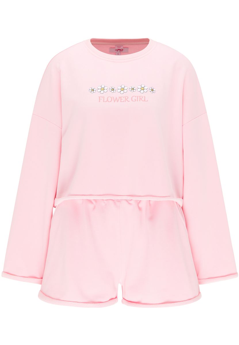 Besticktes Lounge-Sweatshirt mit passenden Shorts