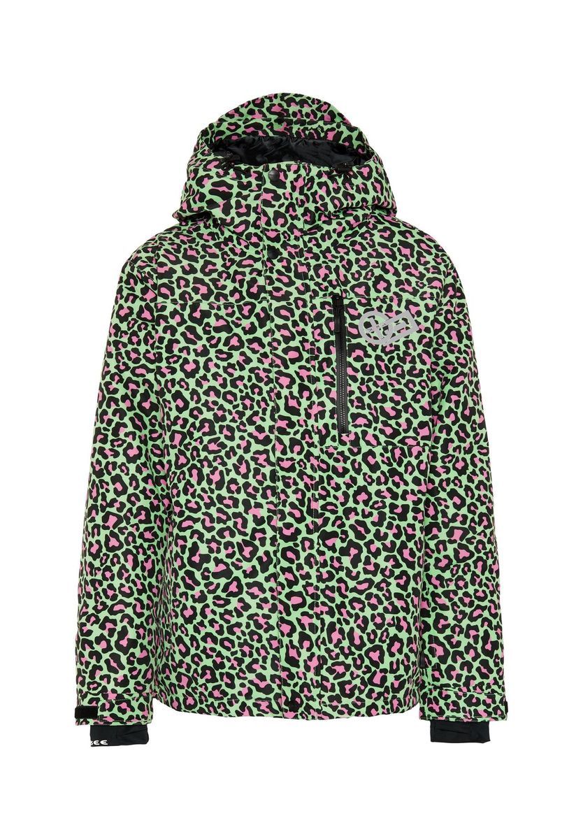Technische Skijacke mit Leopardenmuster