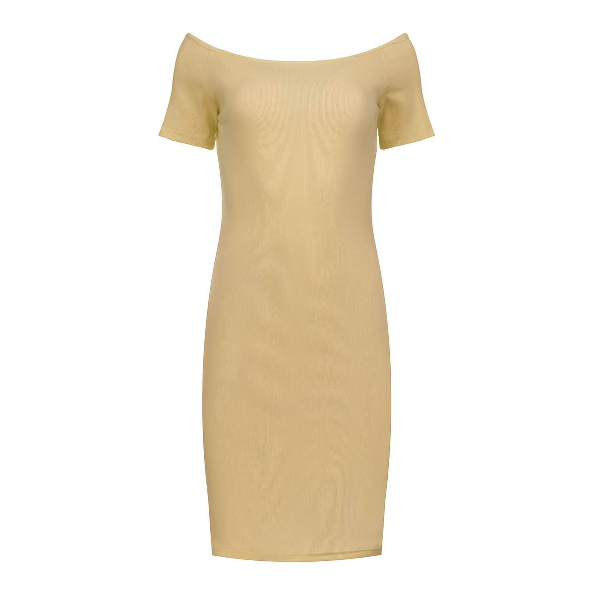Schulterfreies Figurbetontes Kleid mit Rippenstruktur