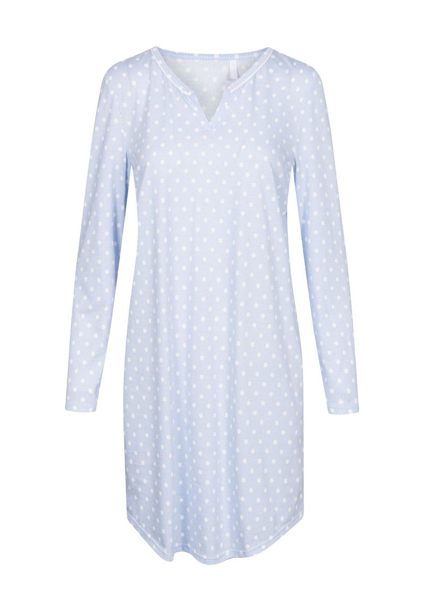 Langärmeliges Nachthemd mit Polka-Dots