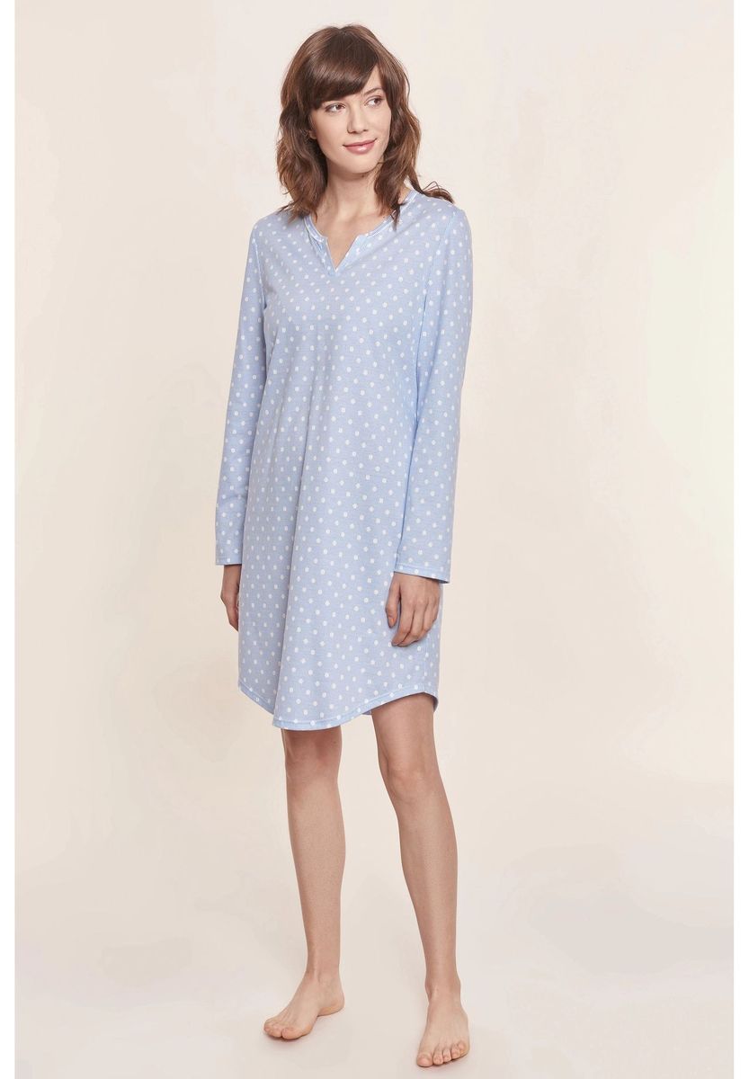 Langärmeliges Nachthemd mit Polka-Dots