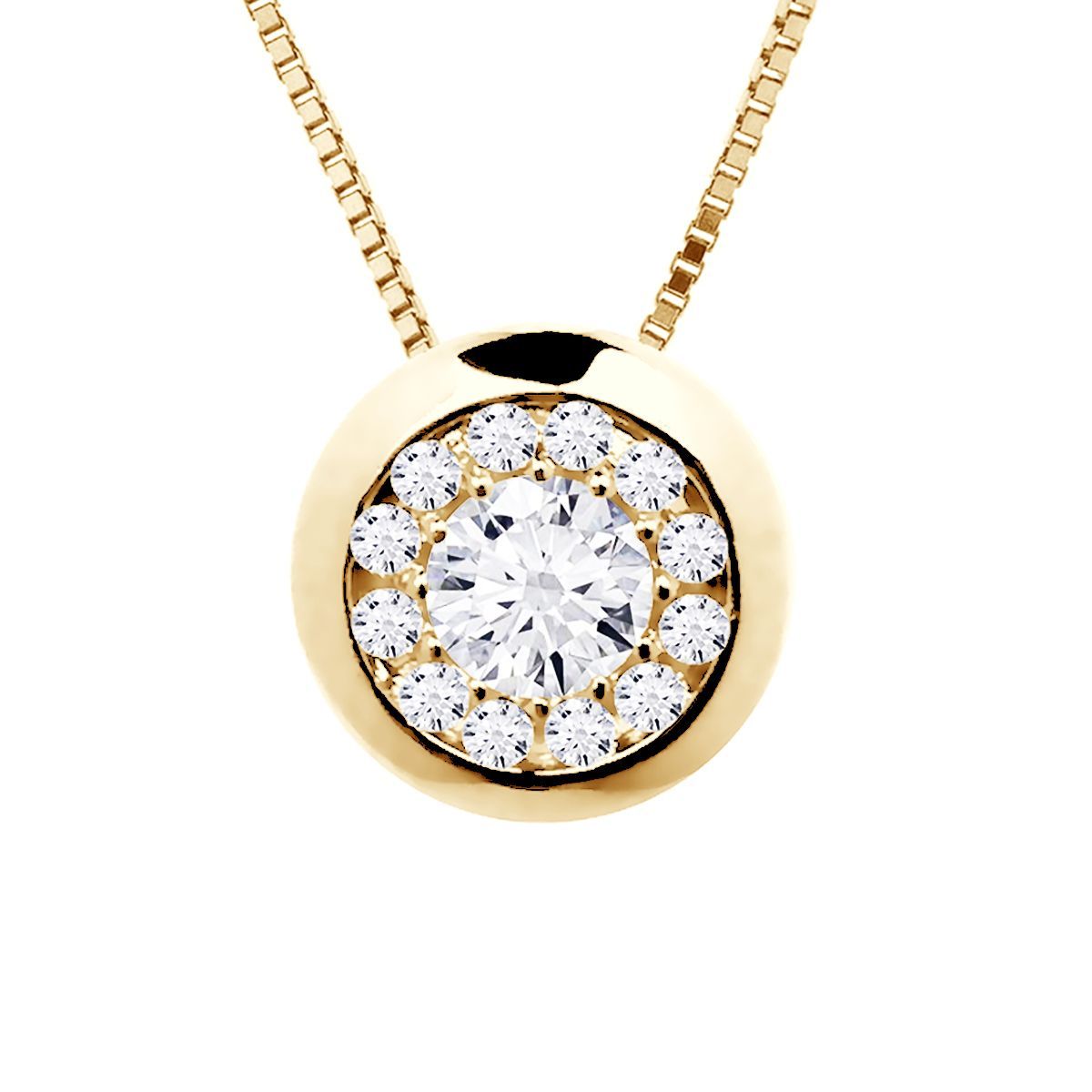 Diamant-Halo Solitär-Halskette