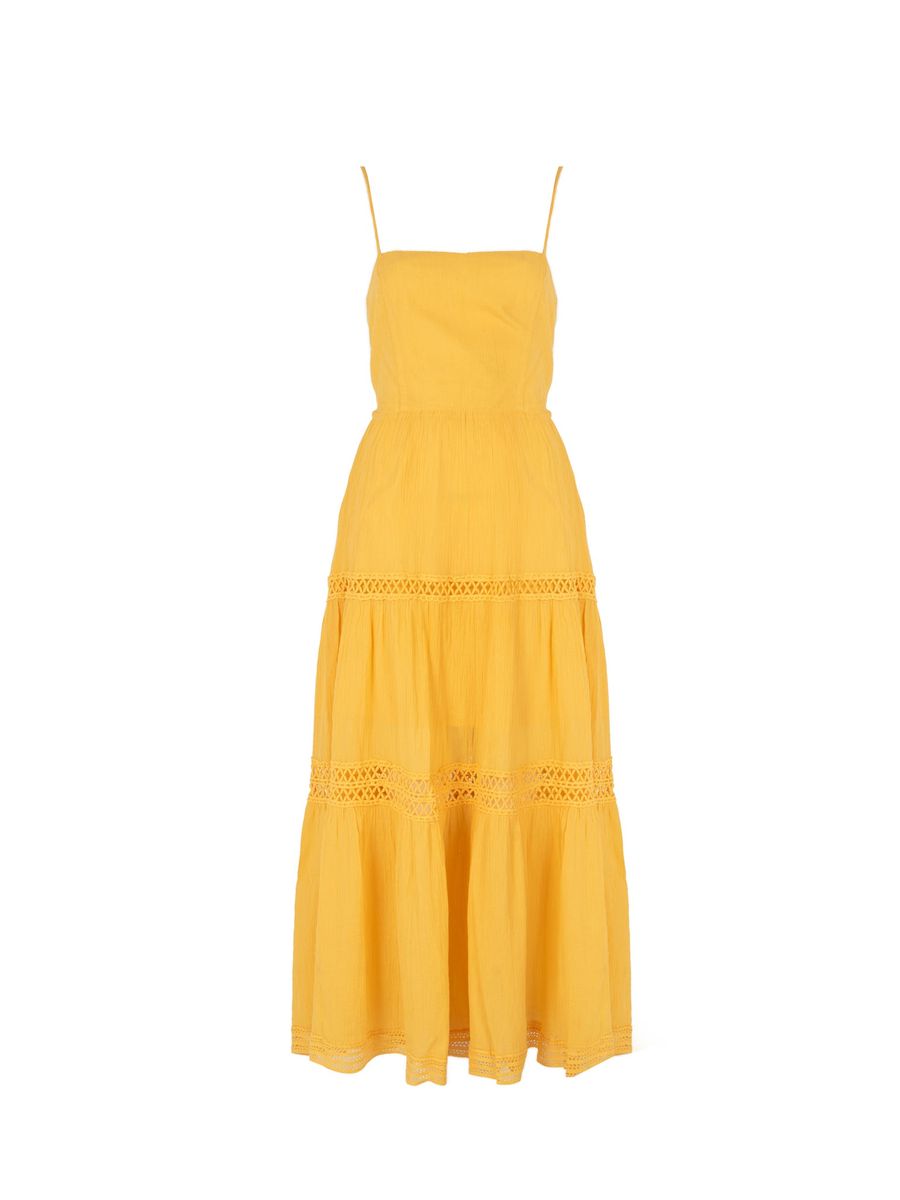 Gestuftes Midikleid mit Spitzenbesatz