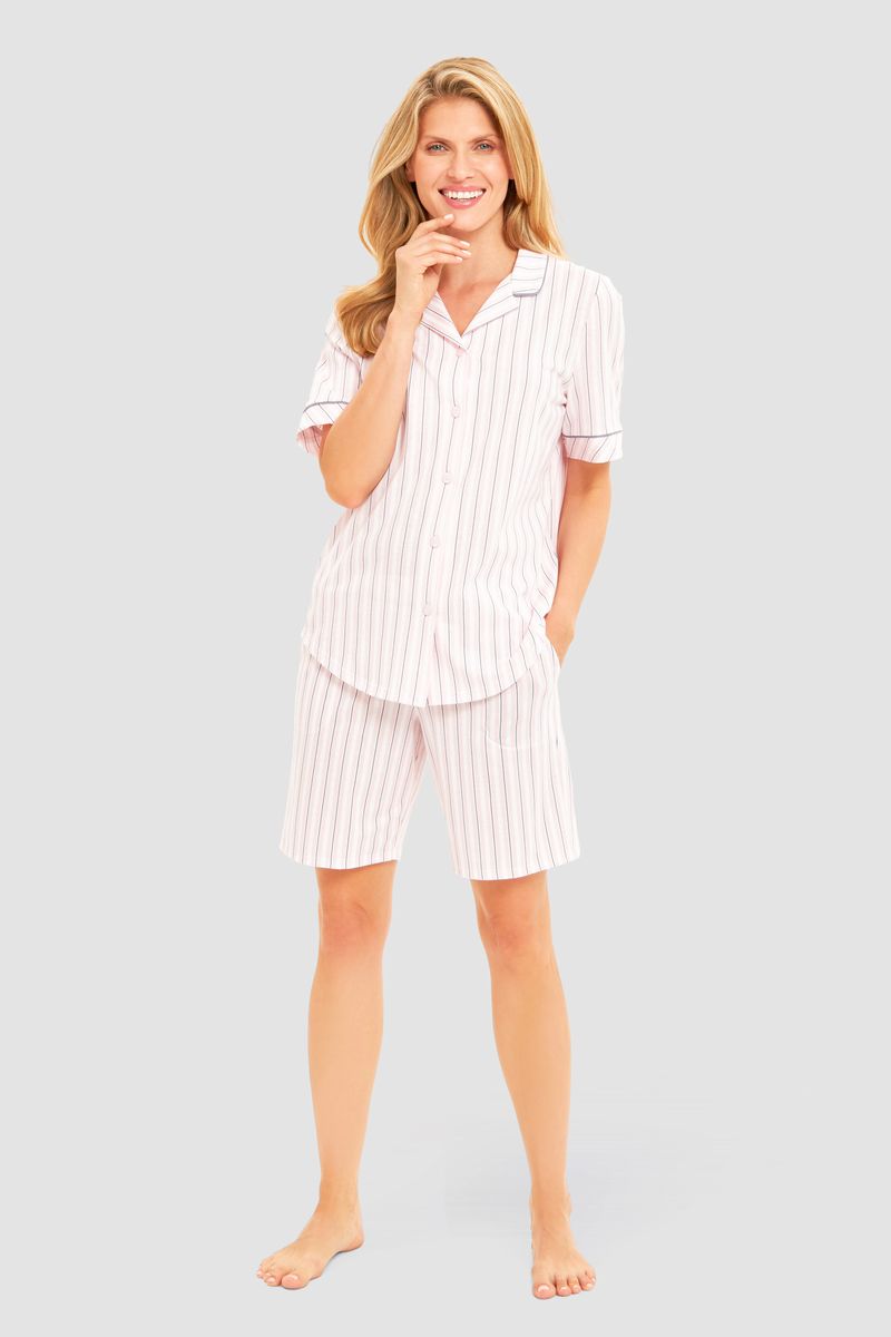 Gestreifte Weiche Baumwoll-Relax-Shorts