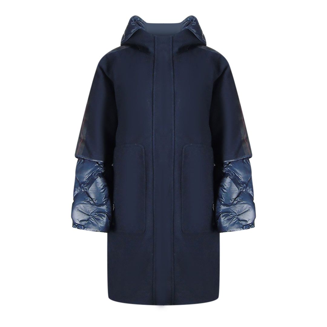 Oversized-Parka mit Kapuze und Materialmix