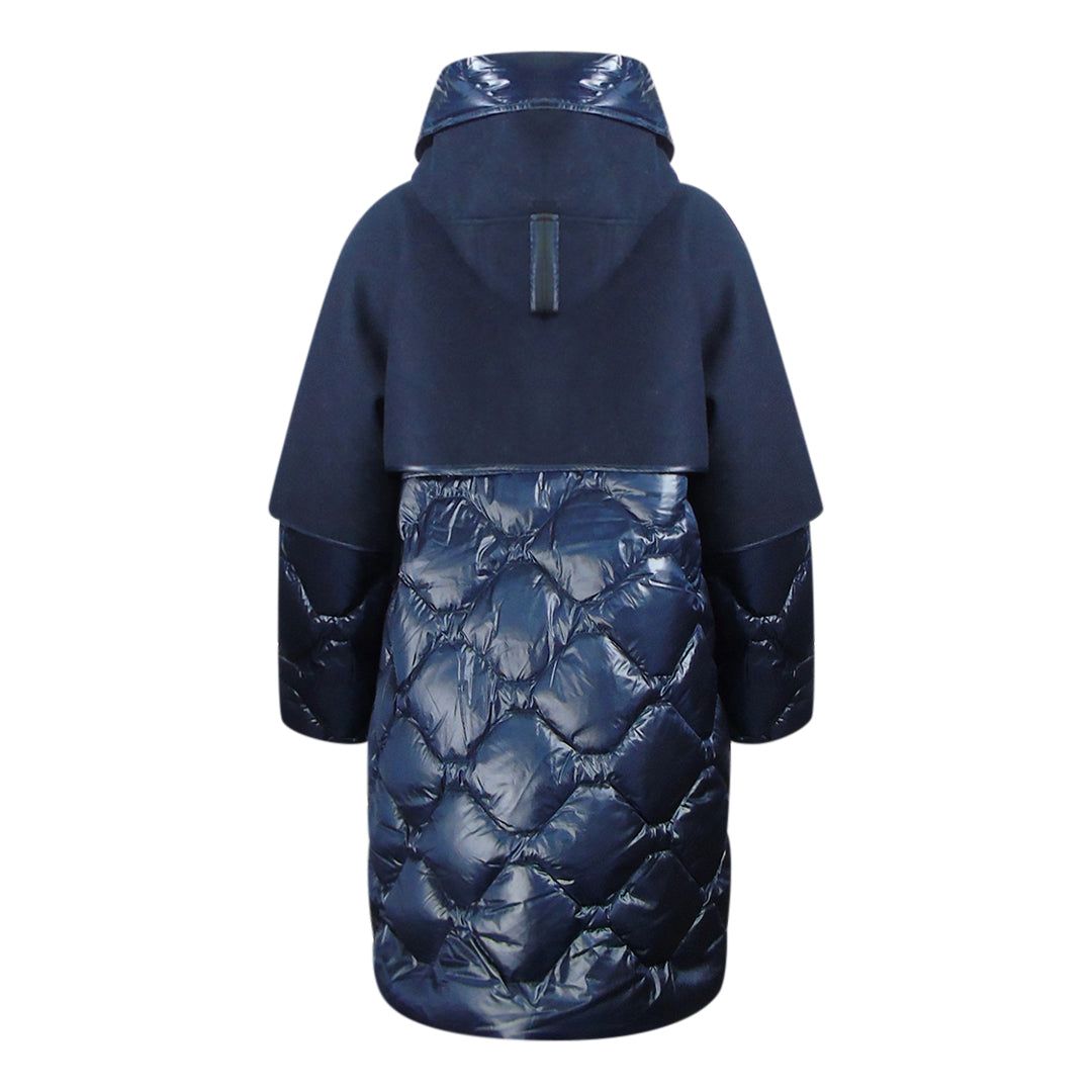 Oversized-Parka mit Kapuze und Materialmix
