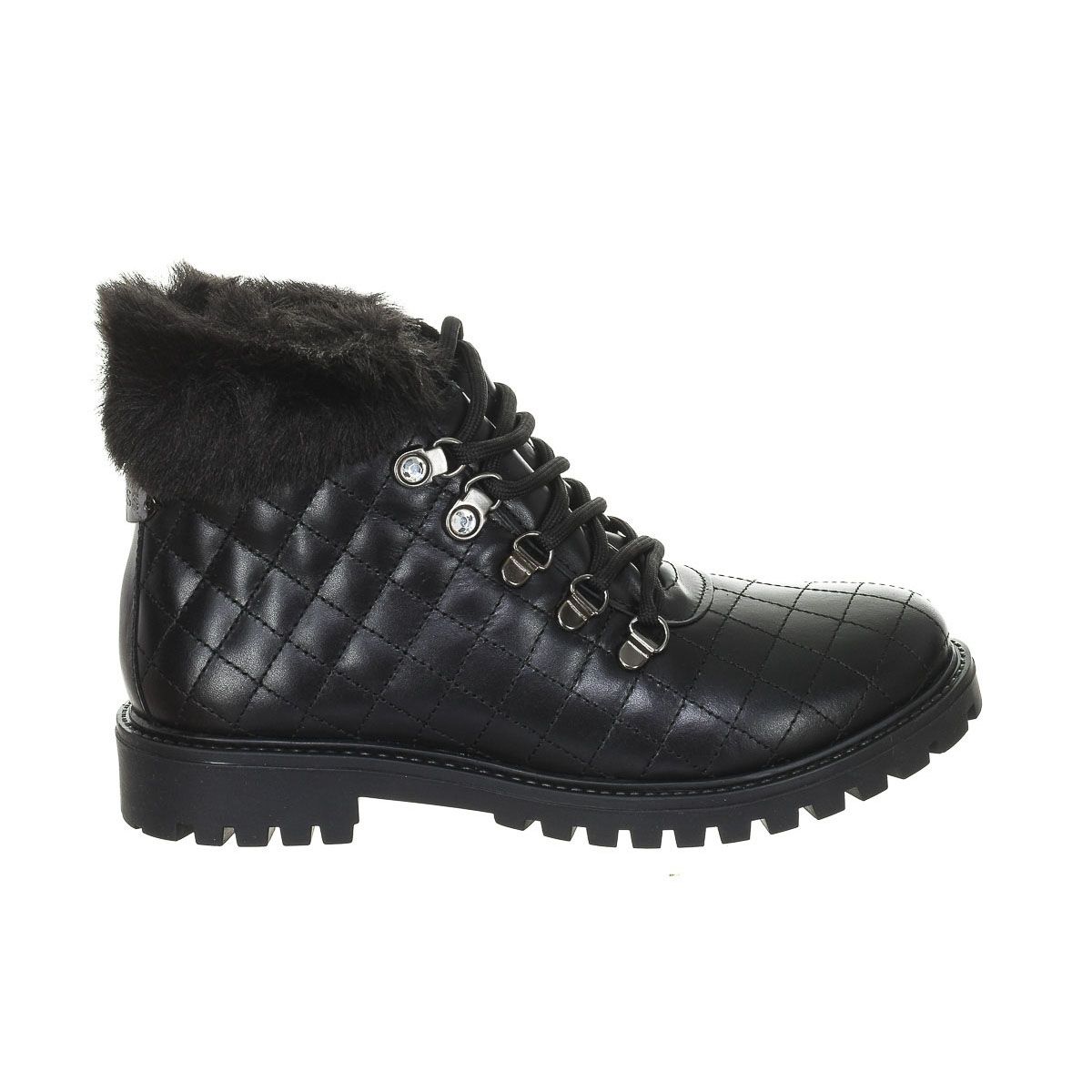 Gesteppte Leder-Schnürstiefel