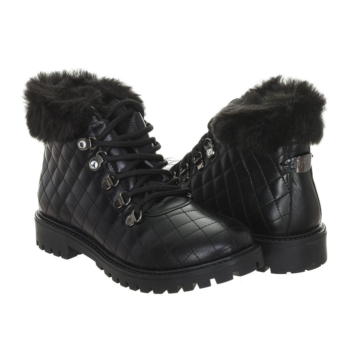 Gesteppte Leder-Schnürstiefel