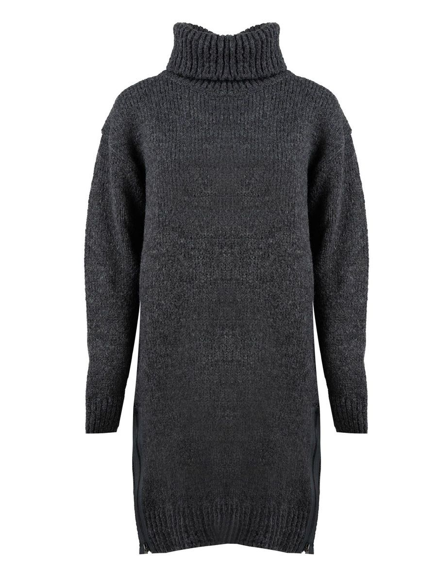 Oversized Stricktunika mit Rollkragen