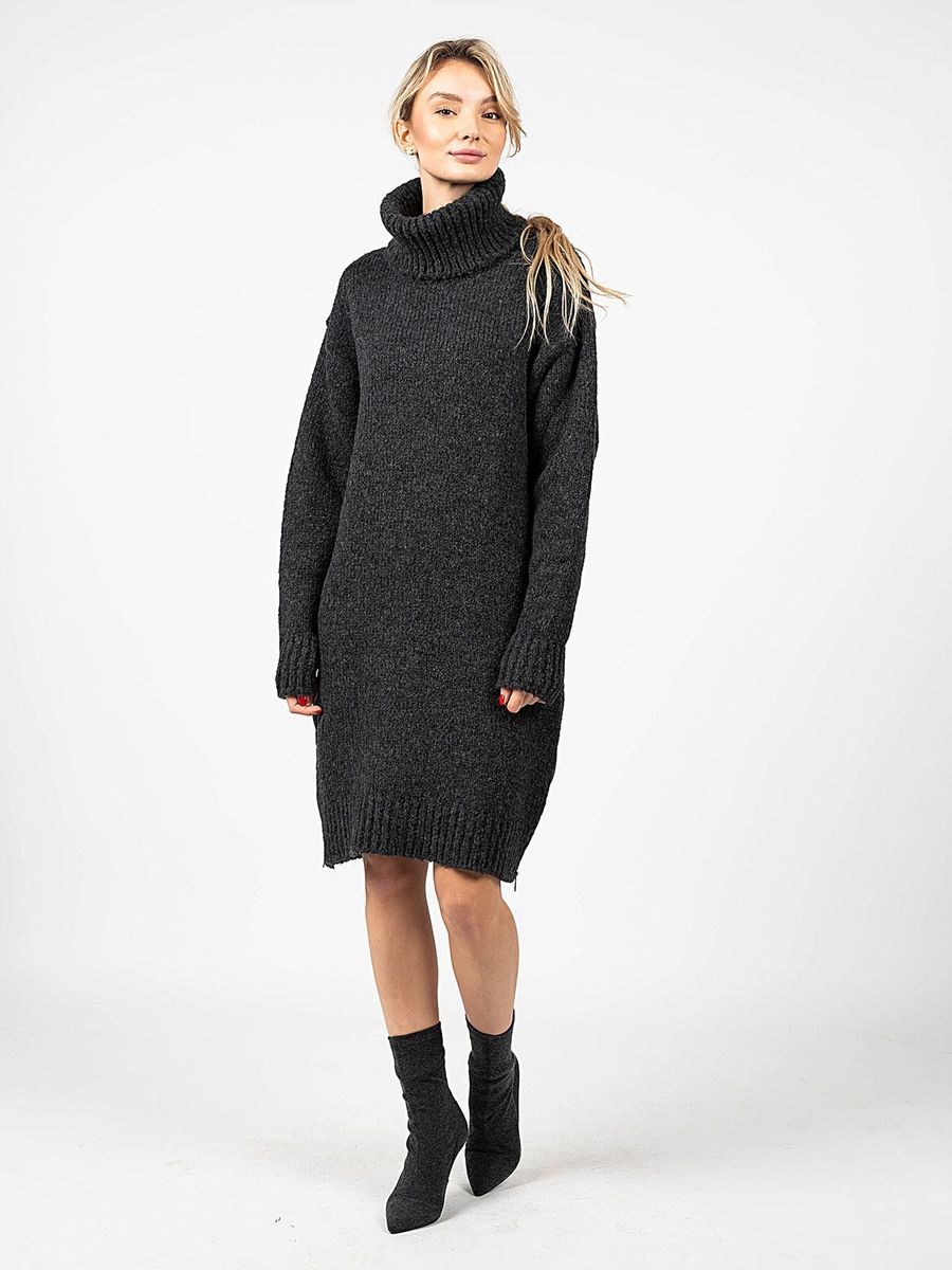 Oversized Stricktunika mit Rollkragen