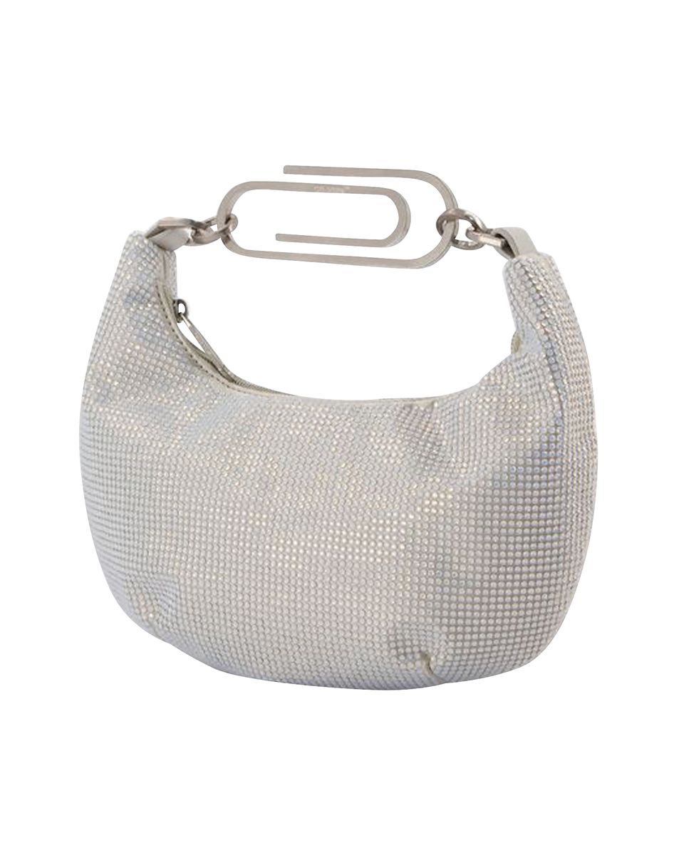 Schultertasche mit Strass und Büroklammer-Griff