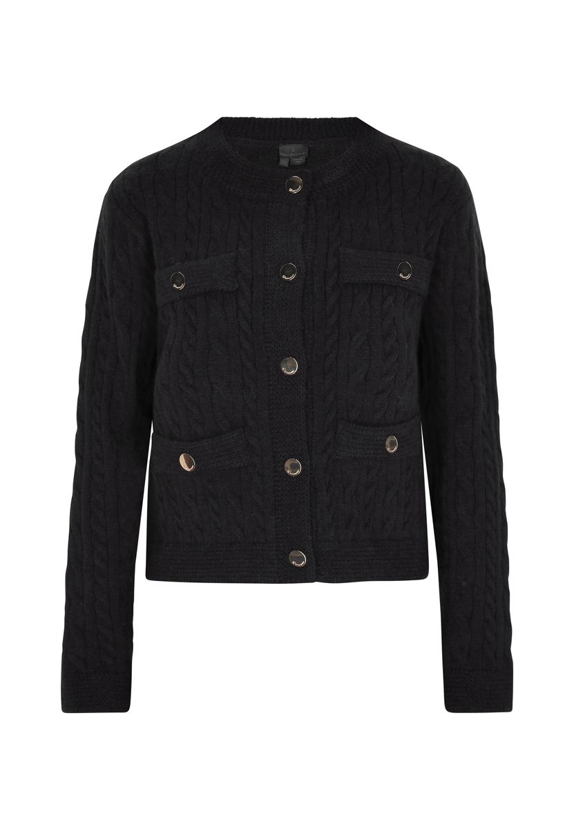 Strukturierte Zopfstrickjacke mit Taschen