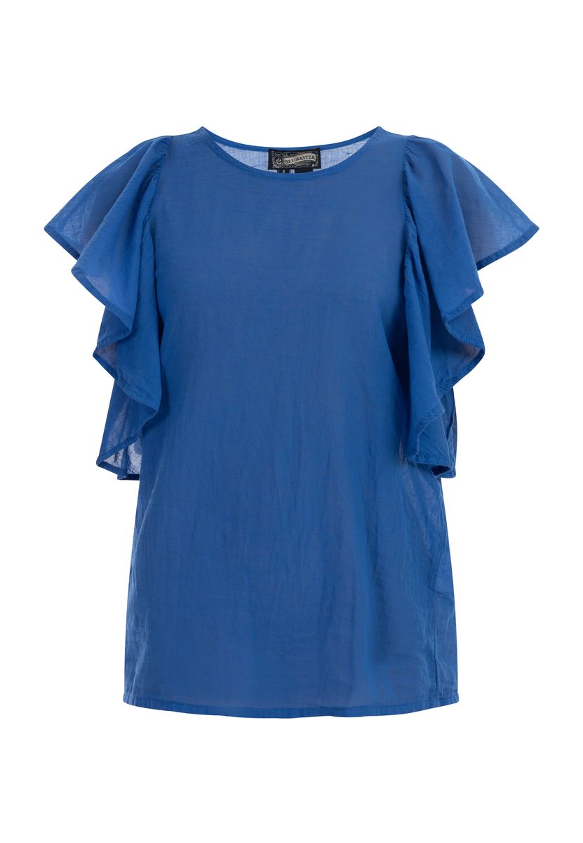 Romantische Baumwollbluse mit Flatterärmeln