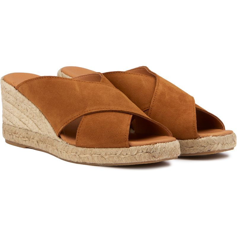 Keil-Espadrilles aus Wildleder mit Kreuzriemen