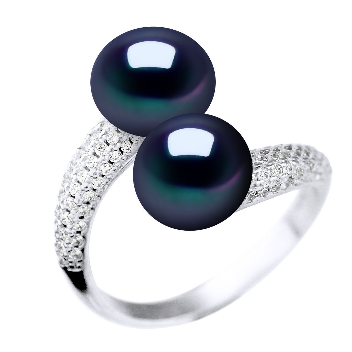 Eleganter Bypass-Ring mit Zwillingsperlen