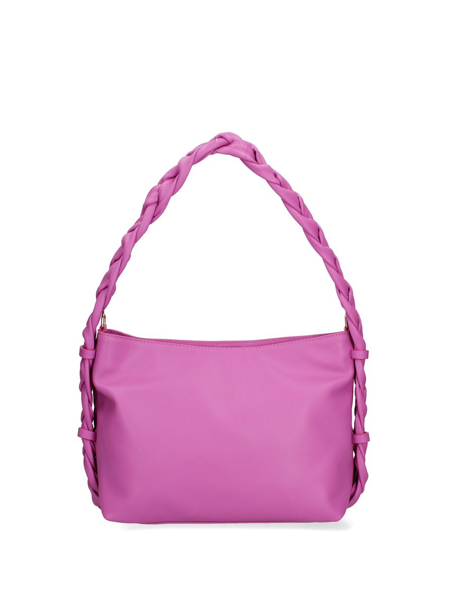 Schultertasche mit geflochtenem Ledergriff