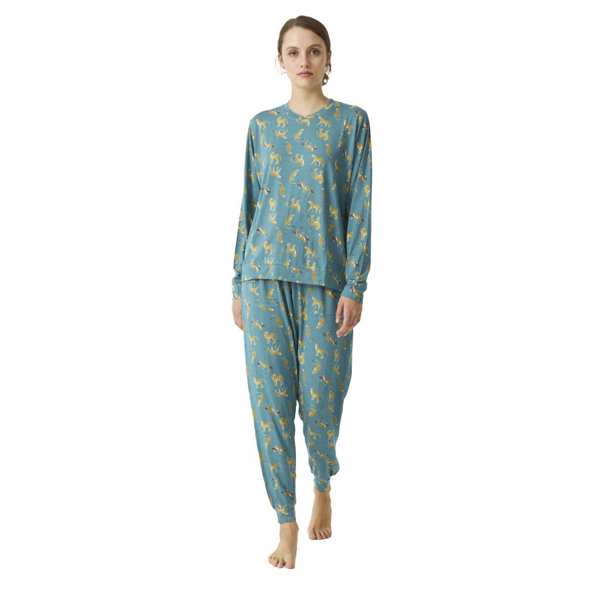 Langärmeliger Schlafanzug mit Animal-Print