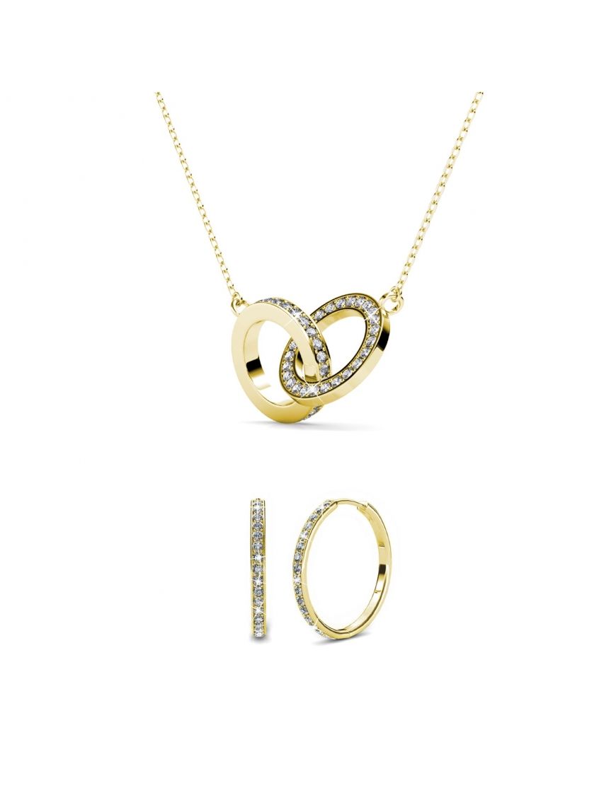 Schmuckset mit Ineinandergreifenden Kristallkreisen