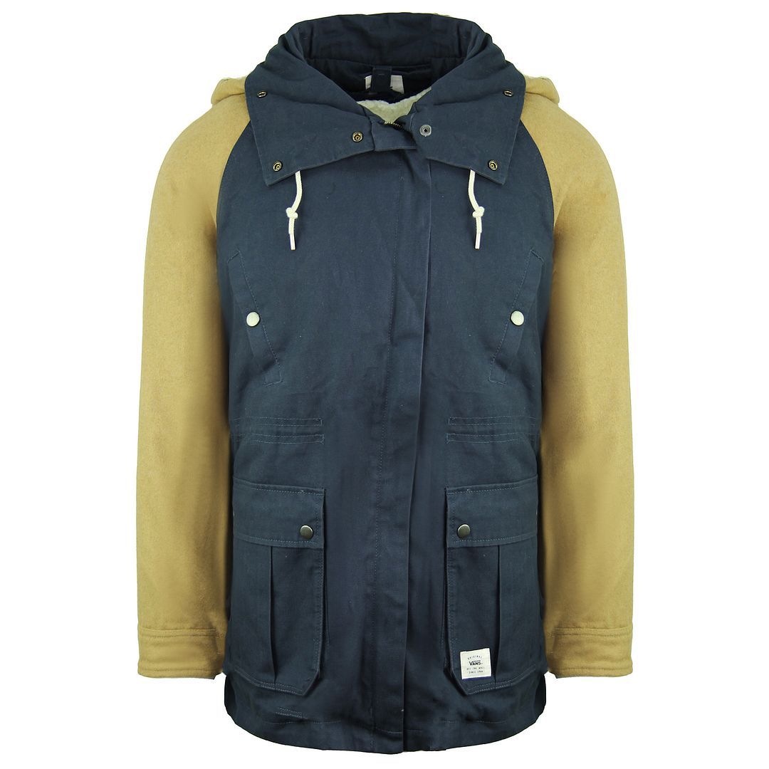 Utility-Parka mit Kapuze und Kontrastärmeln