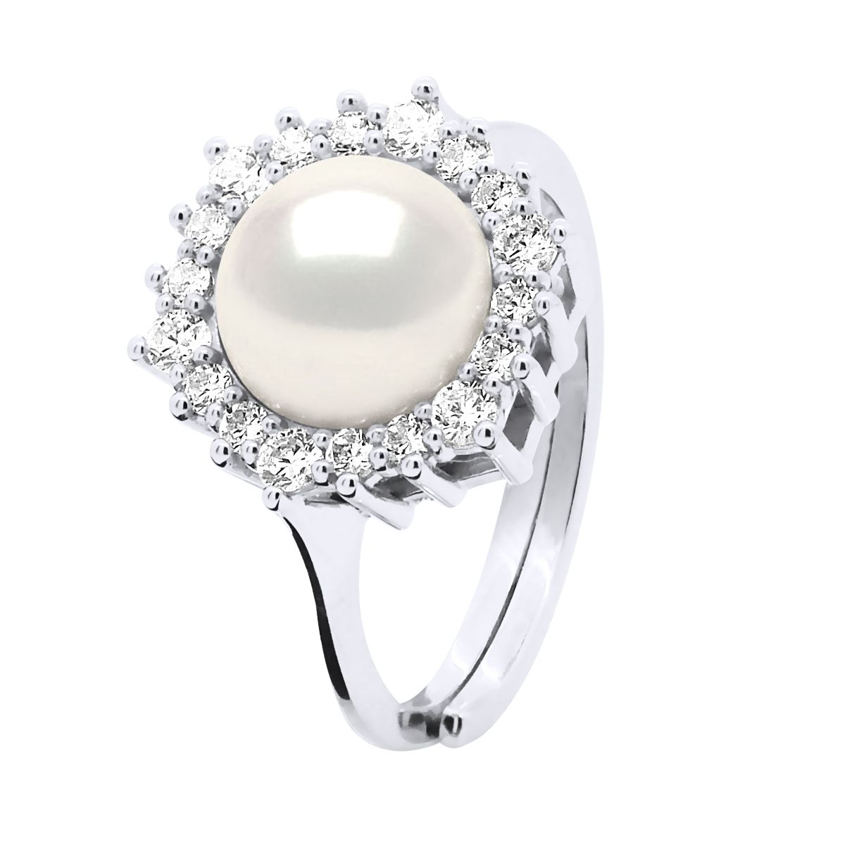 Ring mit Süßwasser-Zuchtperle und Halo