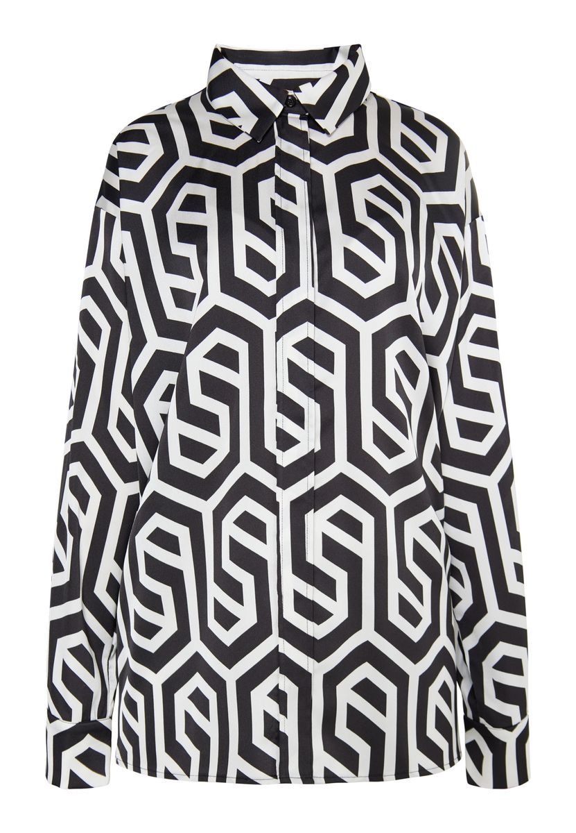 Satinbluse mit geometrischem Muster