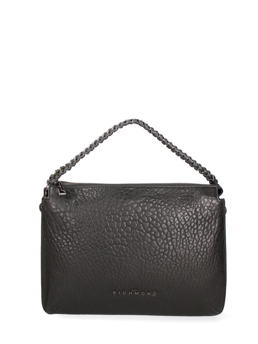 Strukturierte Ledertasche mit geflochtenem Griff