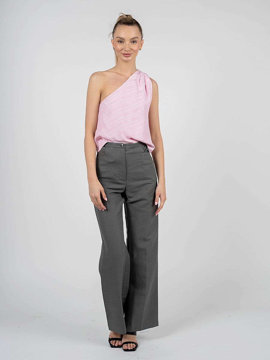 Elegante One-Shoulder-Bluse mit Logo