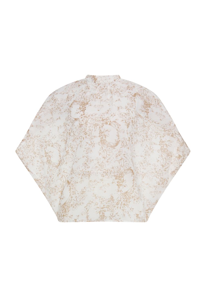 Chiffon-Bluse mit Kimonoärmeln und Blumenmuster