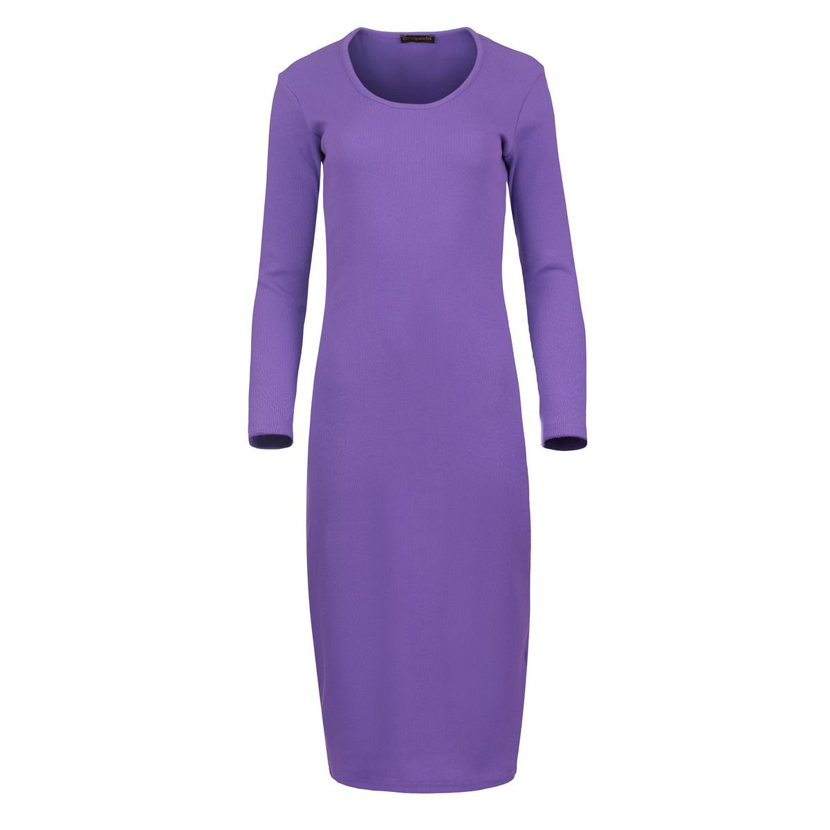 Geripptes Langarm-Midikleid