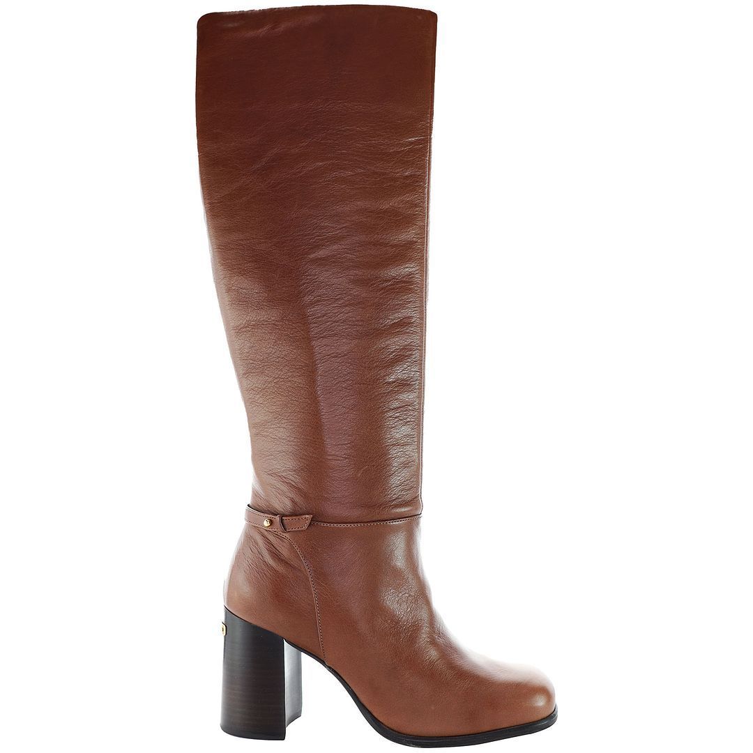 Kniehohe Lederstiefel mit Blockabsatz