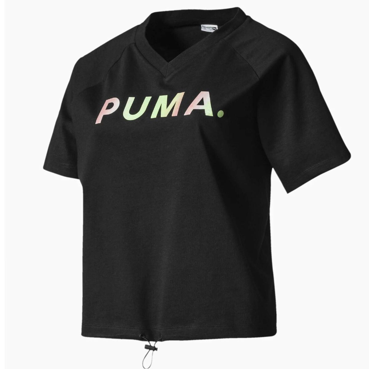 V-Ausschnitt T-Shirt mit Kordelzug