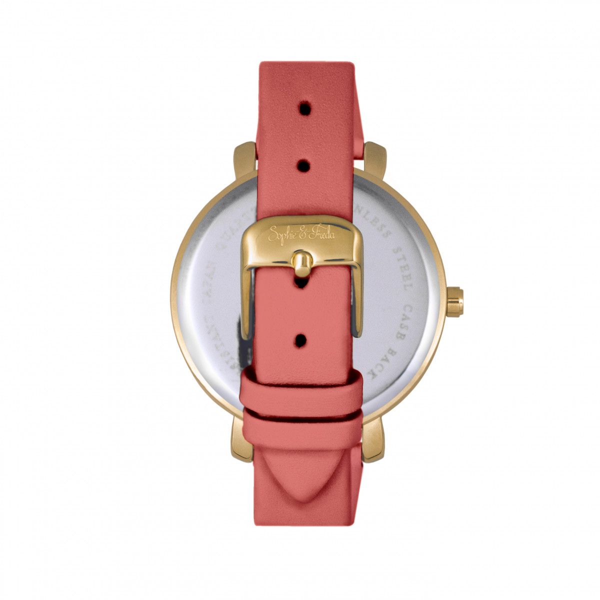 Lederarmbanduhr mit Kristall-Blattmotiv