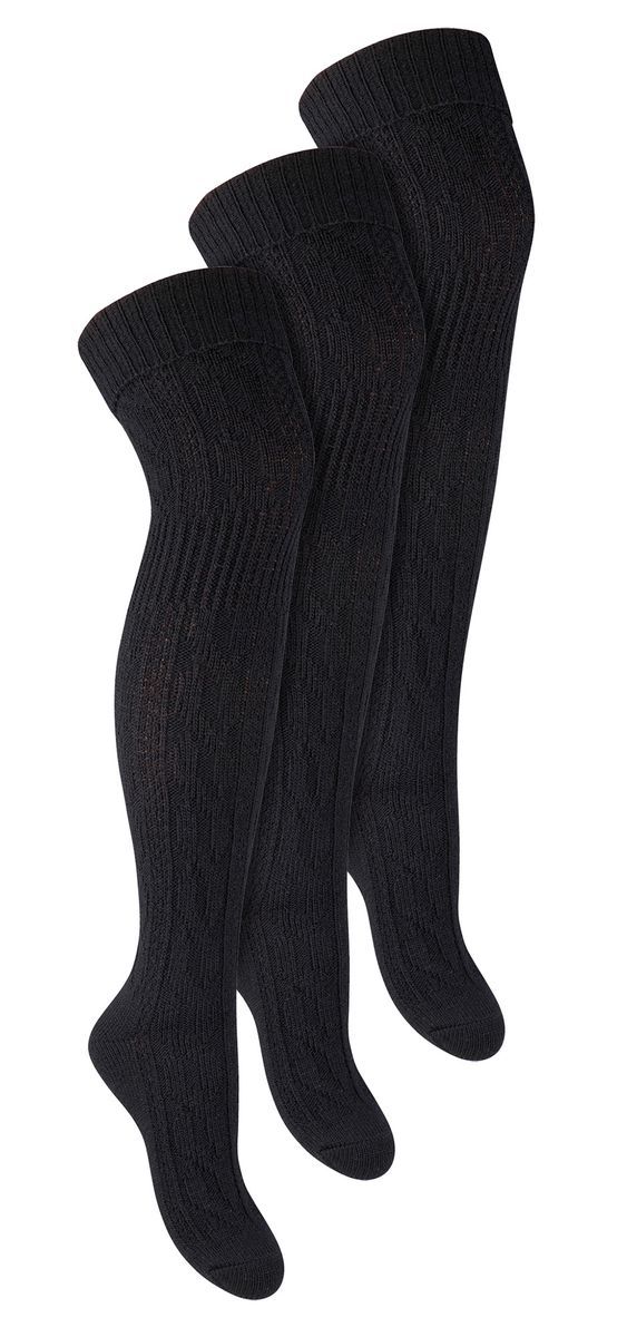 Gemusterte Overknee-Wollsocken