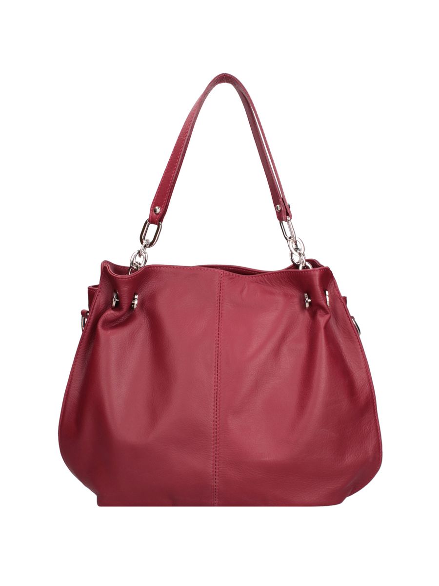 Schultertasche aus genarbtem Leder mit Ketten