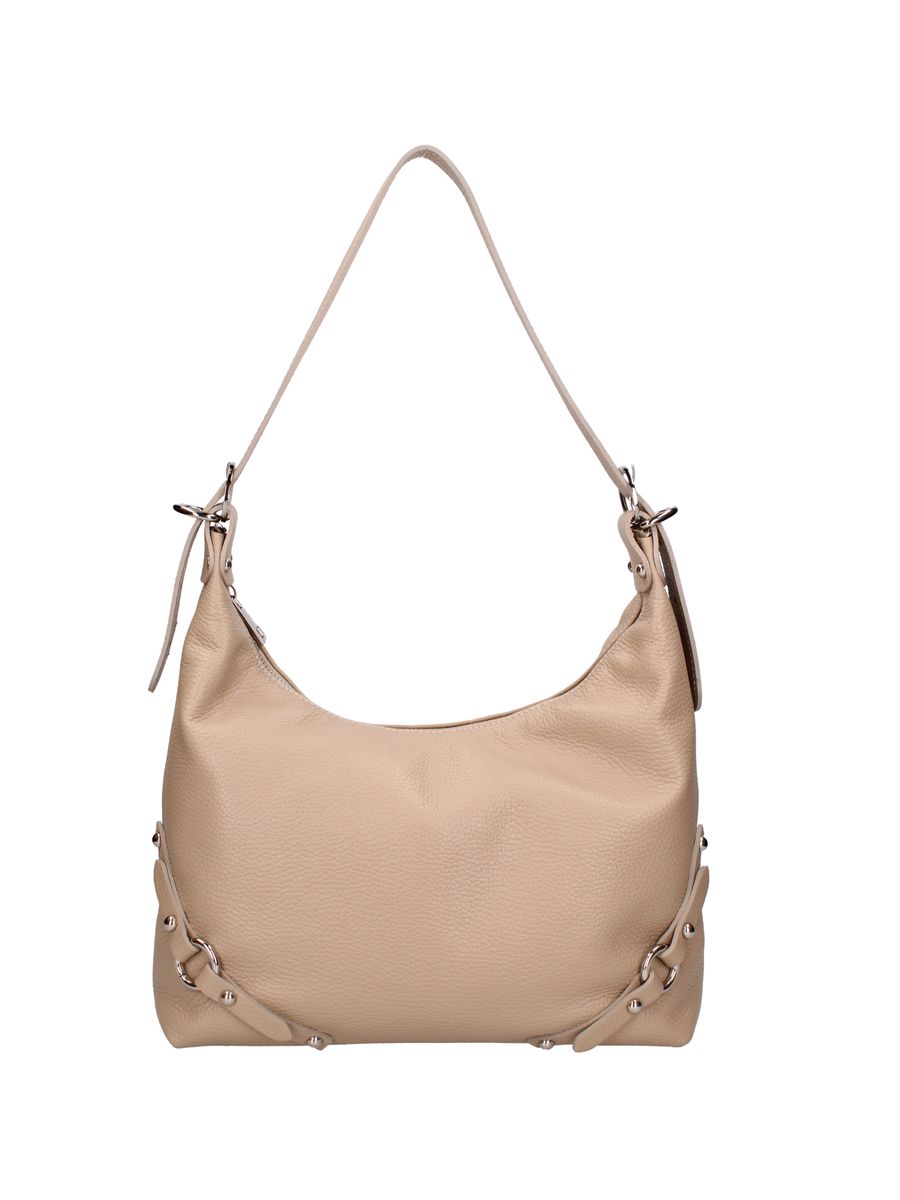 Hobo-Schultertasche aus Leder mit Nieten