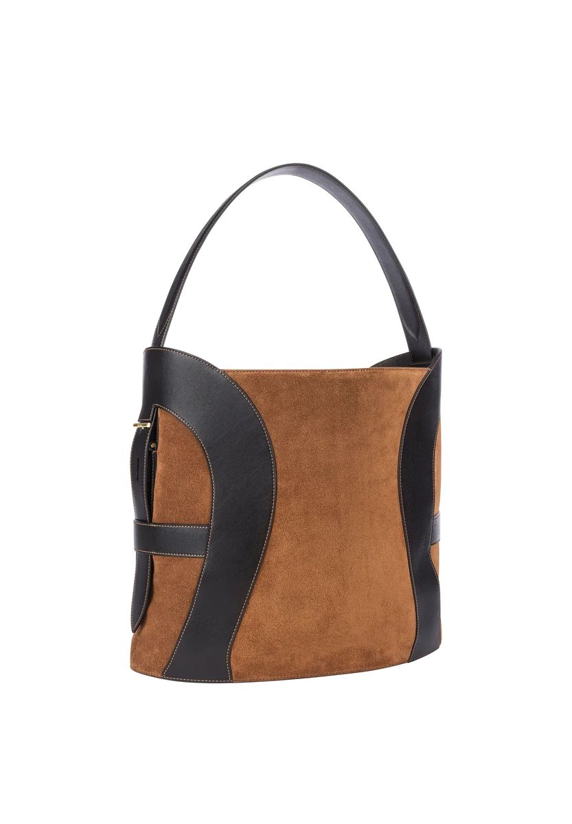 Beuteltasche aus Wildleder und Glattleder