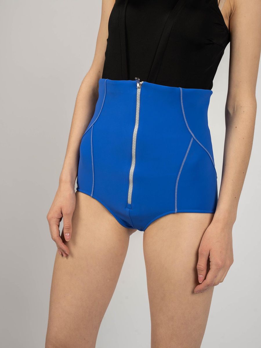 Skulpturale High-Waist-Zip-Shorts