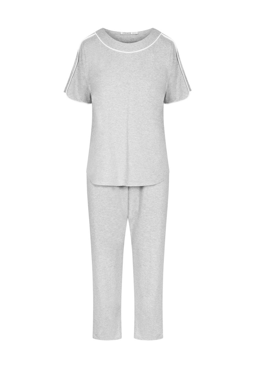 Kurzarm-Pyjama mit Kontrastpaspeln