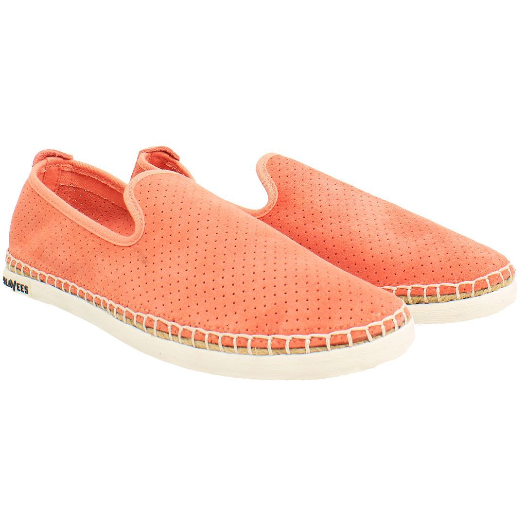 Perforierte Wildleder-Espadrilles zum Schlüpfen