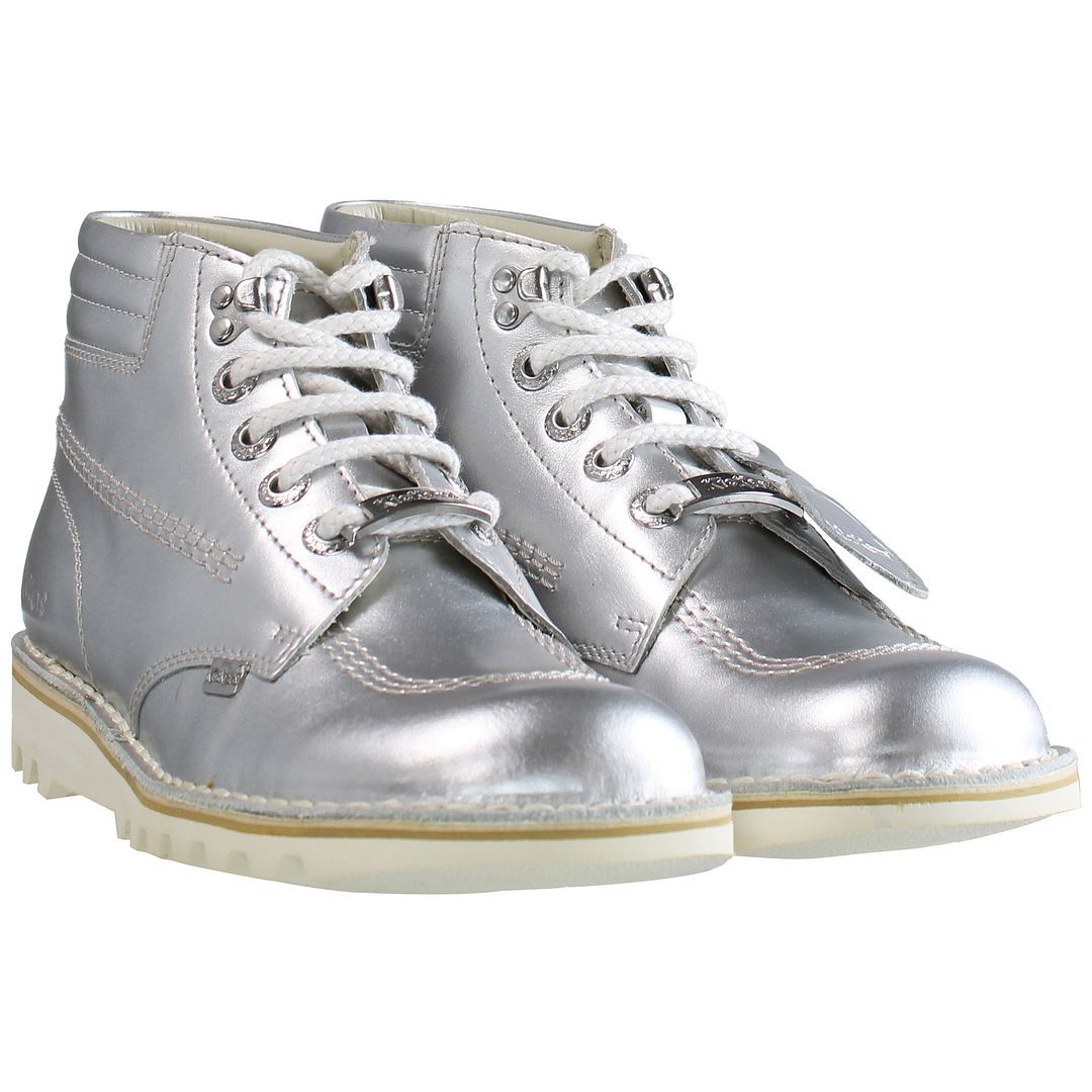 Metallic-Schnürstiefeletten mit Profilsohle