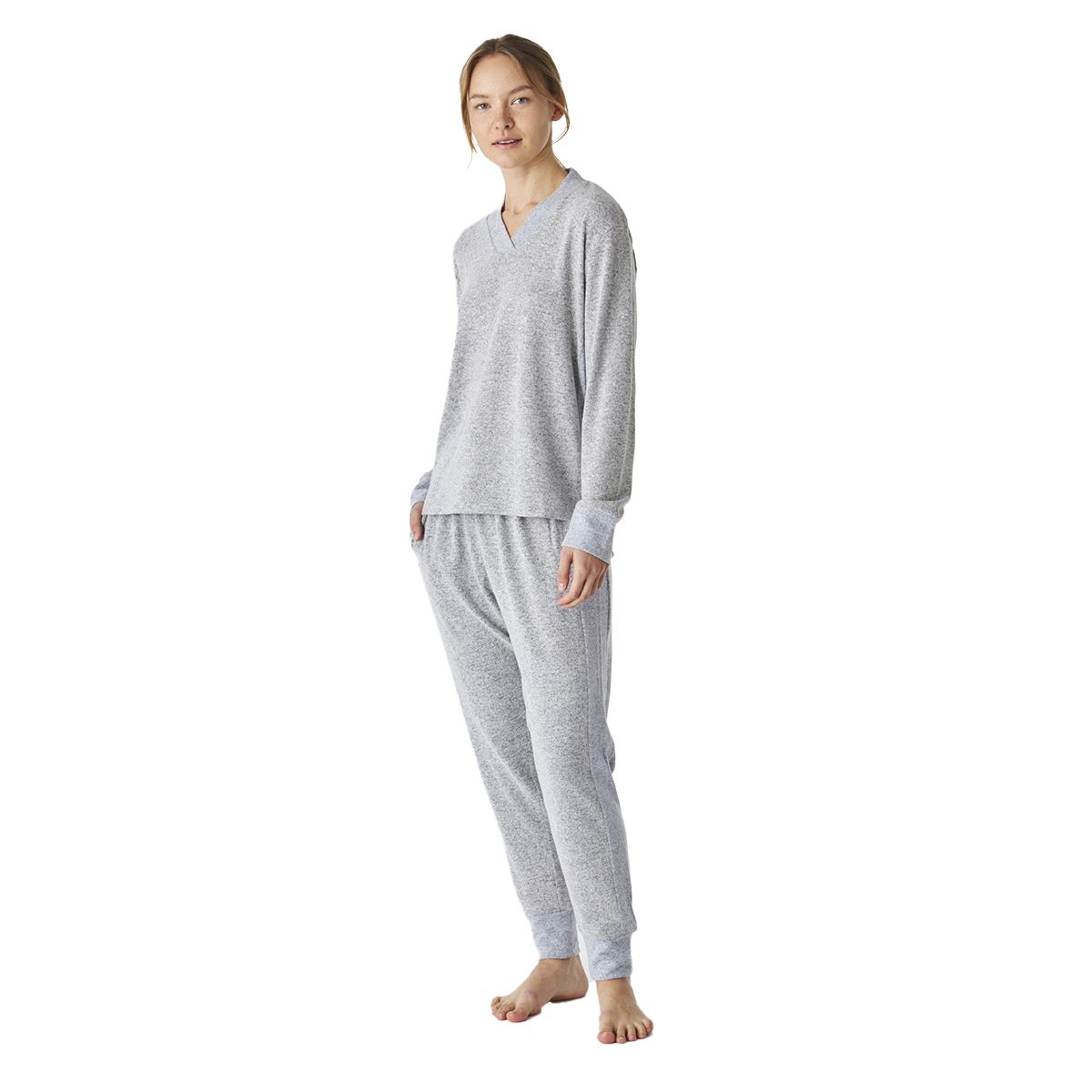 Weicher Strick-Pyjama mit V-Ausschnitt