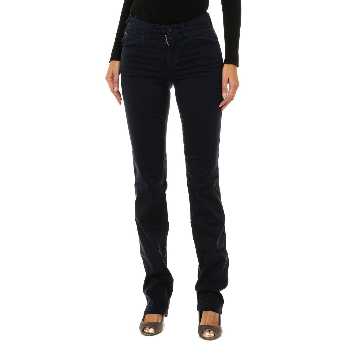 Schmal geschnittene Stretchhose mit hoher Taille