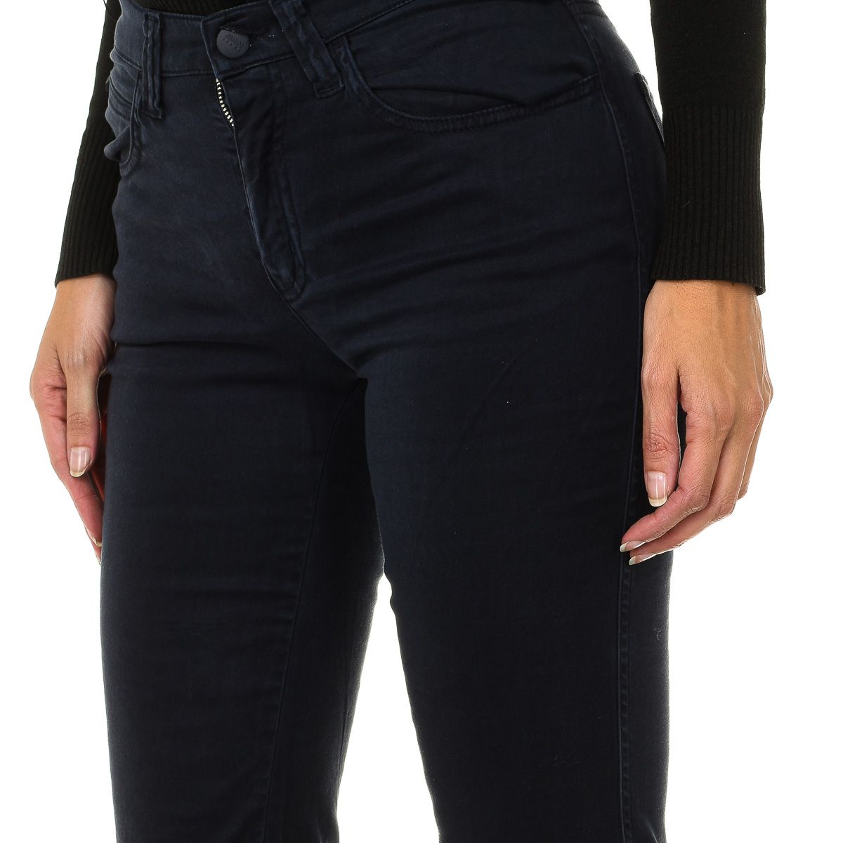 Schmal geschnittene Stretchhose mit hoher Taille
