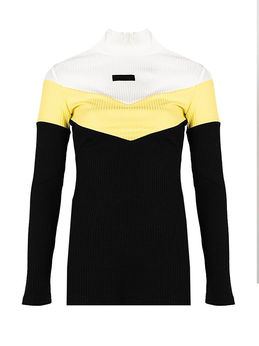 Gerippter Chevron-Pullover mit Stehkragen