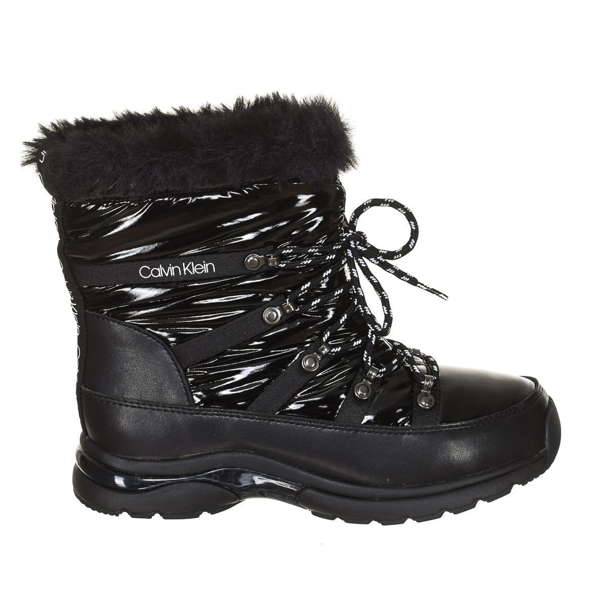 Glänzende Winterstiefel mit Webpelz