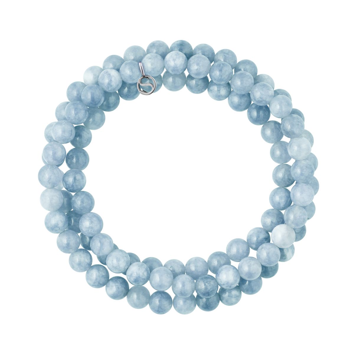 Dreireihiges Armband mit Aquamarin-Perlen