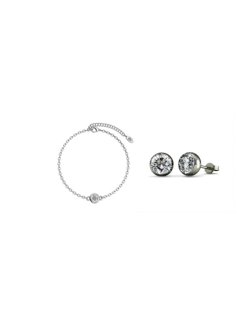 Schmuckset mit Kristallen in Zargenfassung
