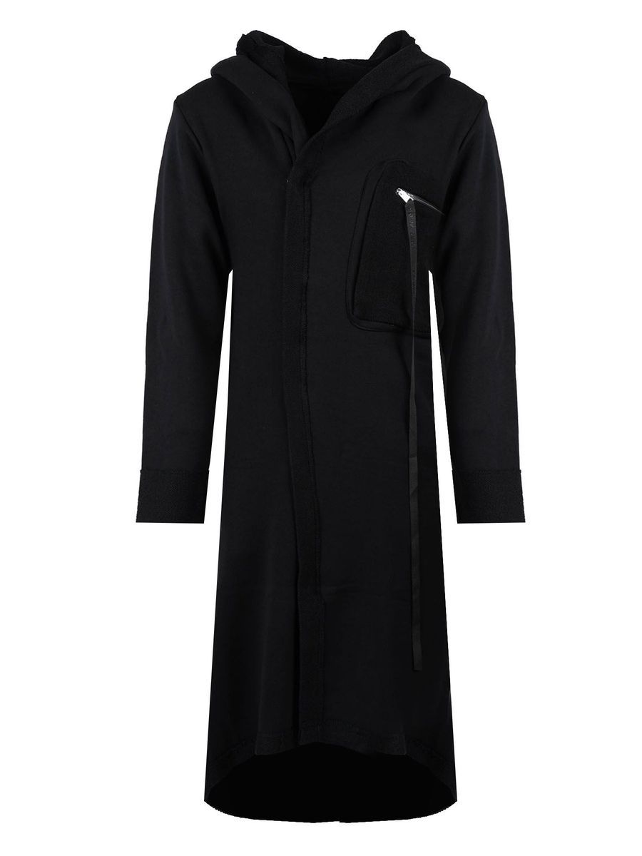 Langer Kapuzencardigan mit asymmetrischem Reißverschluss