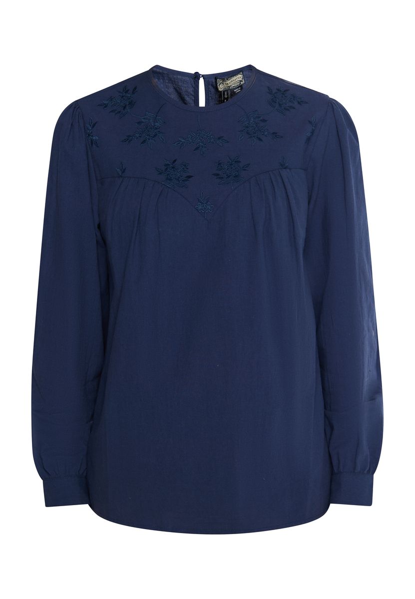 Romantische Bluse mit Blumenstickerei