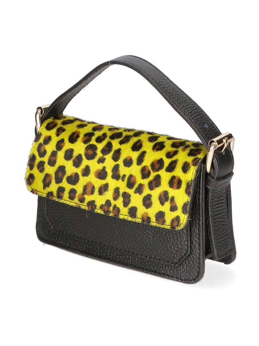 Schultertasche mit Leopardenmuster aus Leder